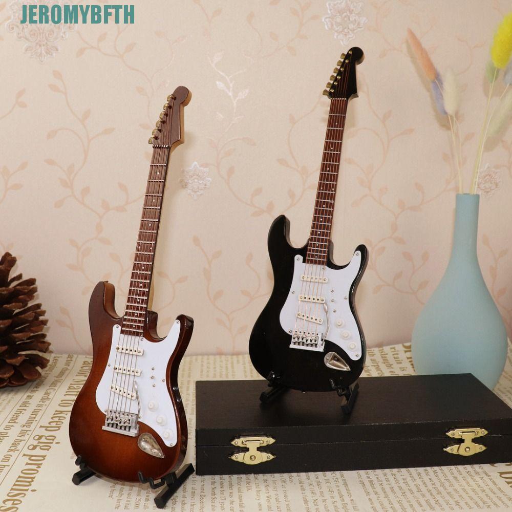 JEROMYBF Nhà Búp Bê Thu Nhỏ Đàn Guitar, Nhạc Cụ Vintage Mini Gỗ Đàn Guitar Điện, Đàn Guitar Điện Min