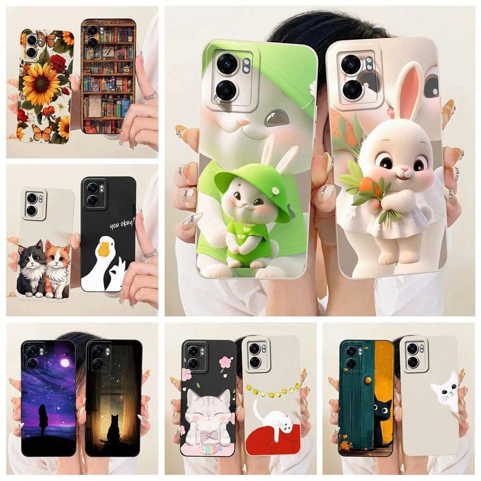 Dành Cho Oppo A77 5G Ốp Lưng CPH2339 Thỏ Dễ Thương Hoạt Hình Mềm TPU Mờ Ốp lưng Cho Oppo A77 A 77 Op
