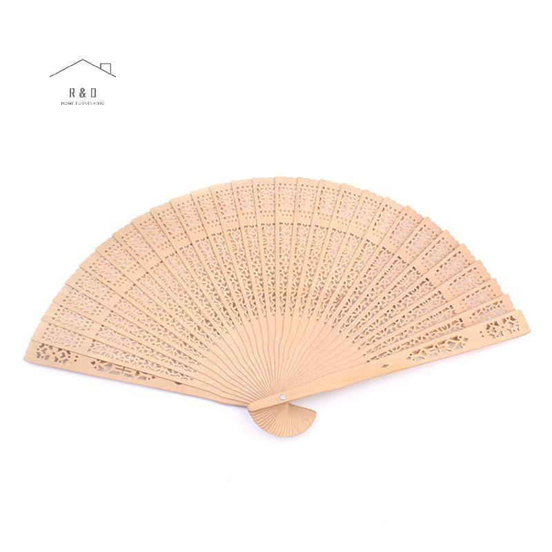 RO > Vintage Gấp Tre Nguyên Bản Gỗ Khắc Tay Quạt Cưới Cô Dâu Đảng 1 Mới