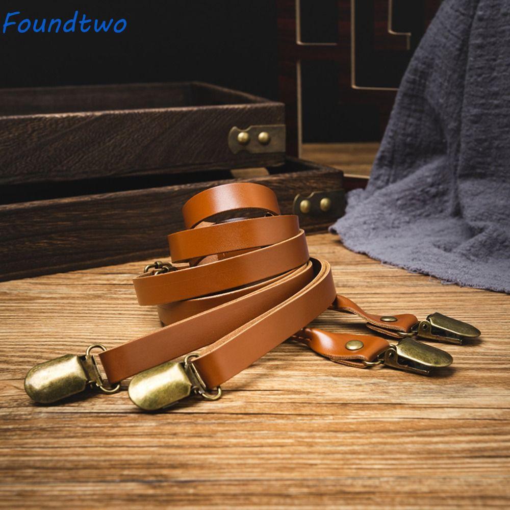 Suspender dành cho nam, dây da retro 1.5cm màu đen, phụ kiện thời trang phong cách Anh