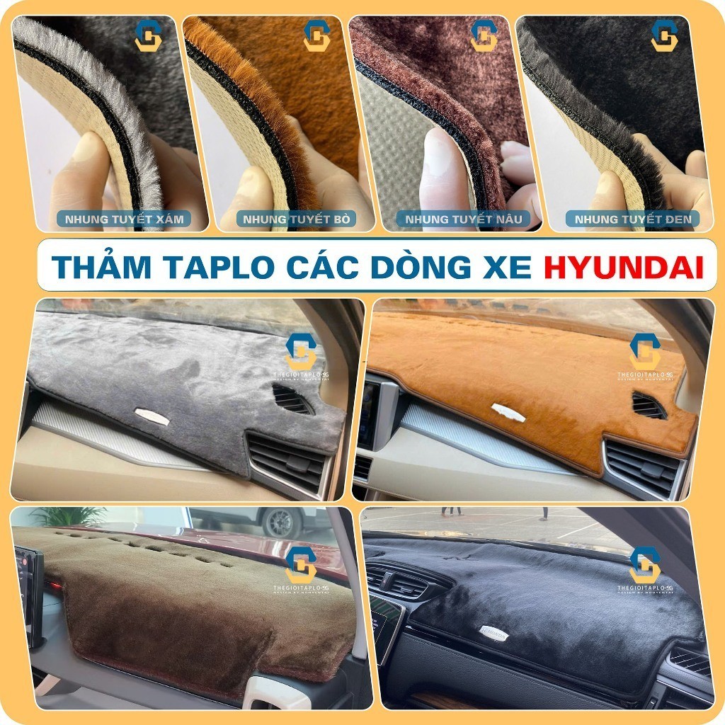 [Accent, Santafe, Elantra, Tucson, Creta, Kona, i10, Stargazer] Thảm taplo HYUNDAI da nhung tuyết 3 lớp