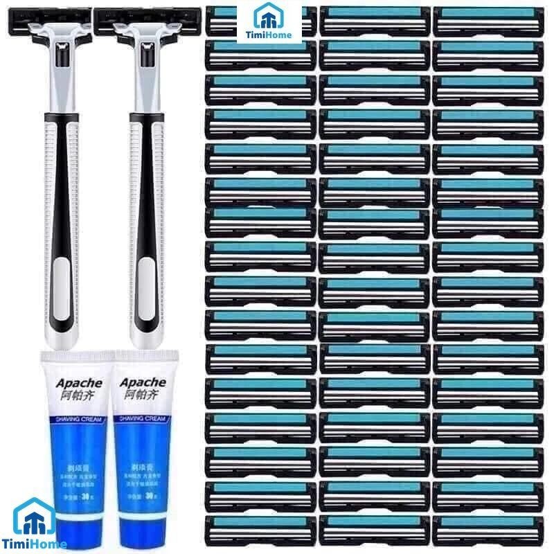 Bộ 2 dao cạo râu cho nam 72 lưỡi thay thế + Tặng 2 tuýp kem cạo râu chất lượng.
