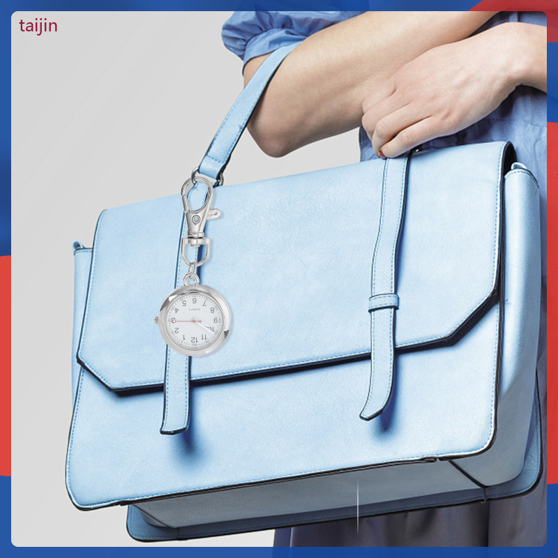 2 Chiếc Đồng Hồ Bỏ Túi Kim Loại Bạc Móc Khóa Trang Trí Đồng Hồ Y Tá Với Thủy Tinh Hữu Cơ taijin