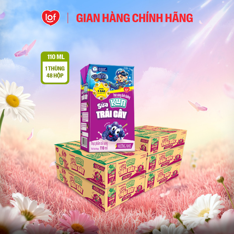 Combo 5 thùng Sữa trái cây KUN chọn vị 1 thùng 48 hộp x 110ml/180ml