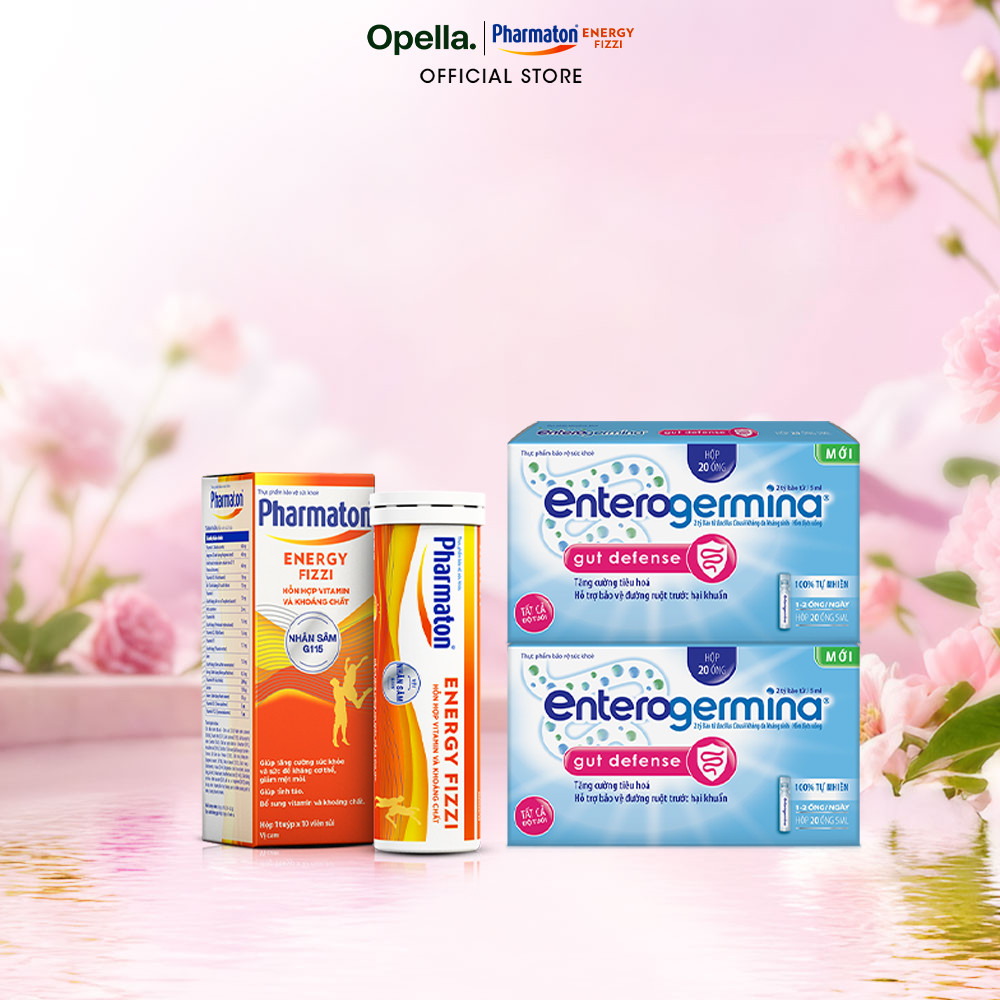 Bộ 2 Thực phẩm bảo vệ sức khỏe Enterogermina Gut Defense + 1 Thực phẩm bảo vệ sức khỏe Pharmaton Ene