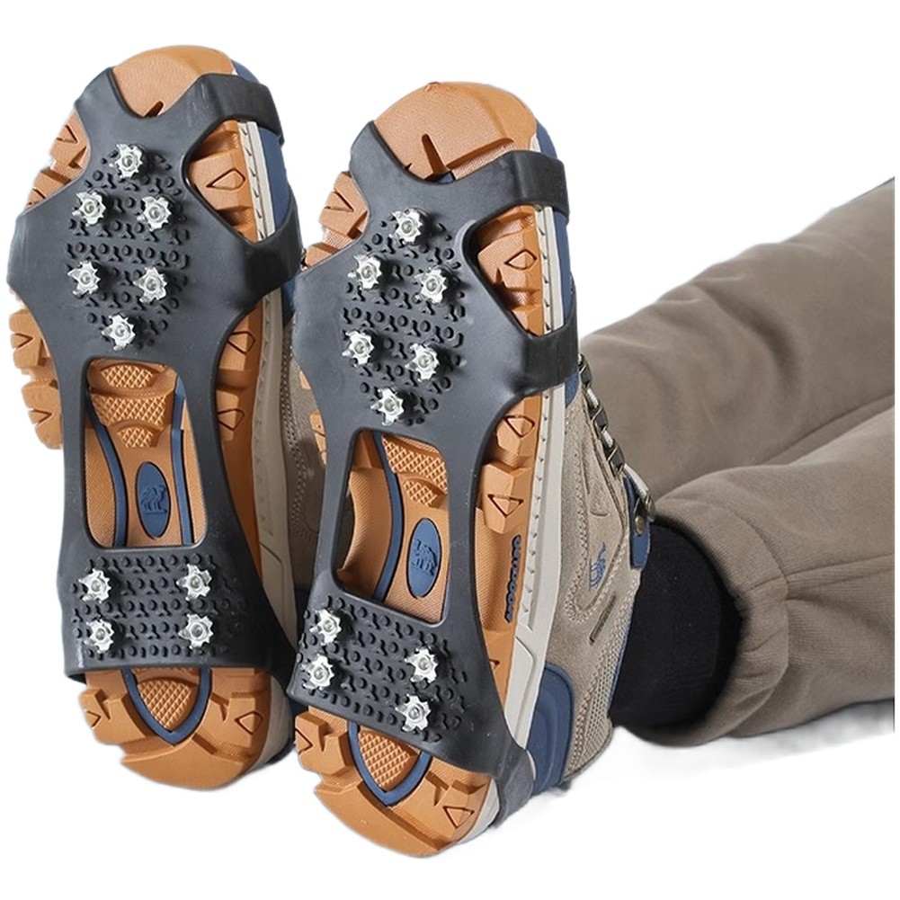 [Ysp]Ice Cleats 10-tooth Steel Claws Rubber And Steel Construction For Boots