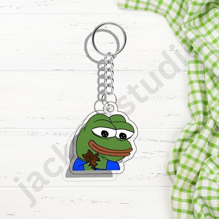Pepe The Frog Meme Keychain | Gantungan Kunci MEME Pepe si Kodok UV Printed 2 Sisi on 3MM Acrylic - 