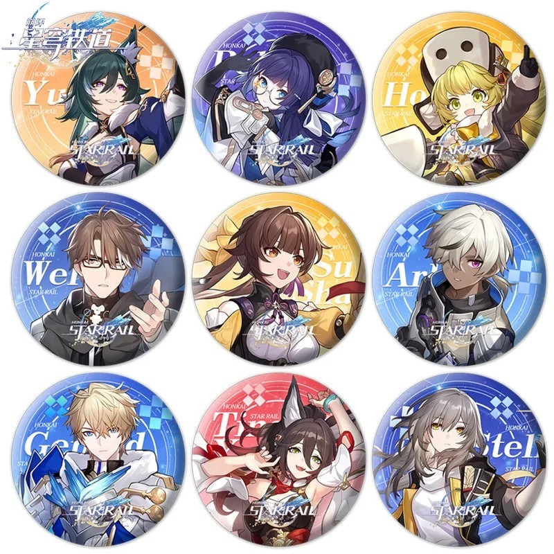 Huy hiệu Honkai Star Rail HSR Pin cài áo Anime Badge Firefly Aventurine Dr Ratio Argenti Jade phụ ki
