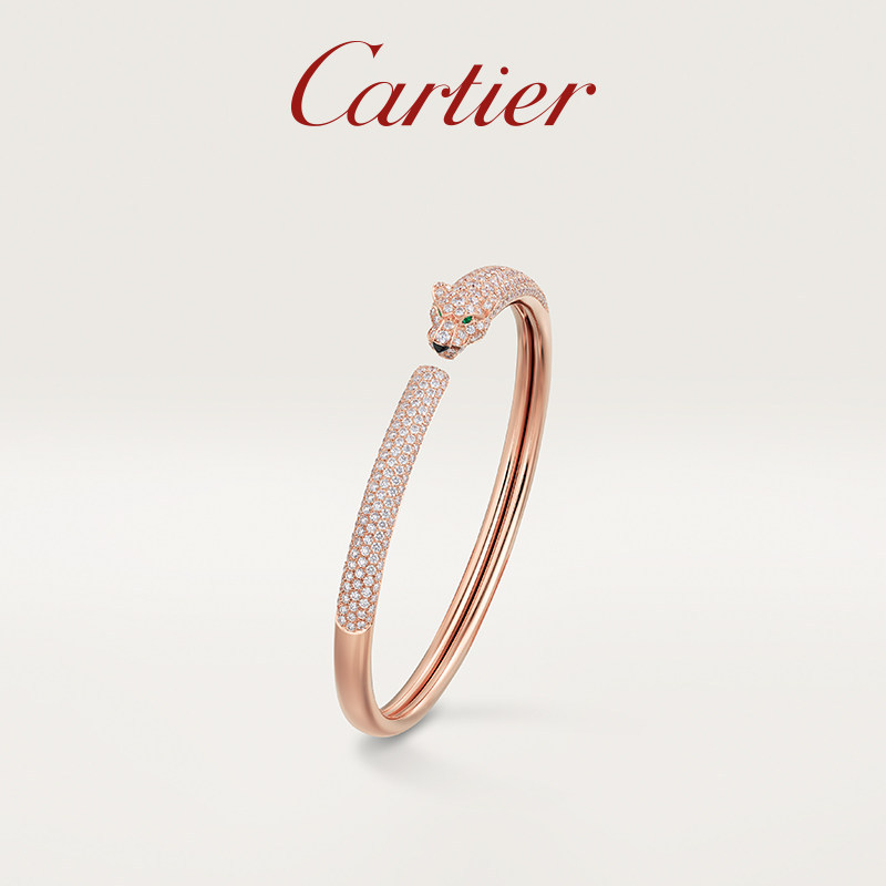 [Có hộp đóng gói] Vòng tay kim cương lục bảo ngọc lục bảo Cartier Panthè re Cheetah