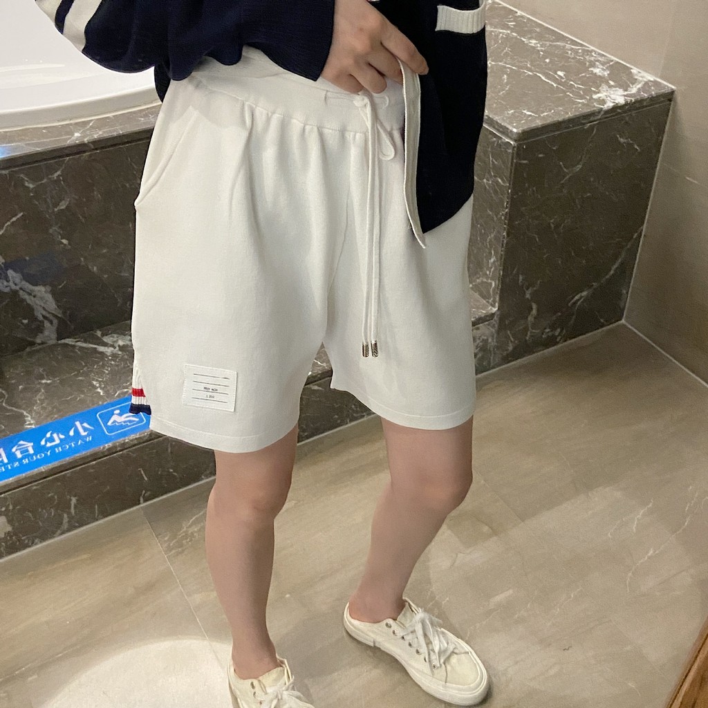 TX6S Thom Browne Women's sports shorts with side colored webbing25New Summer Ice Silk Casual Thin Wo
