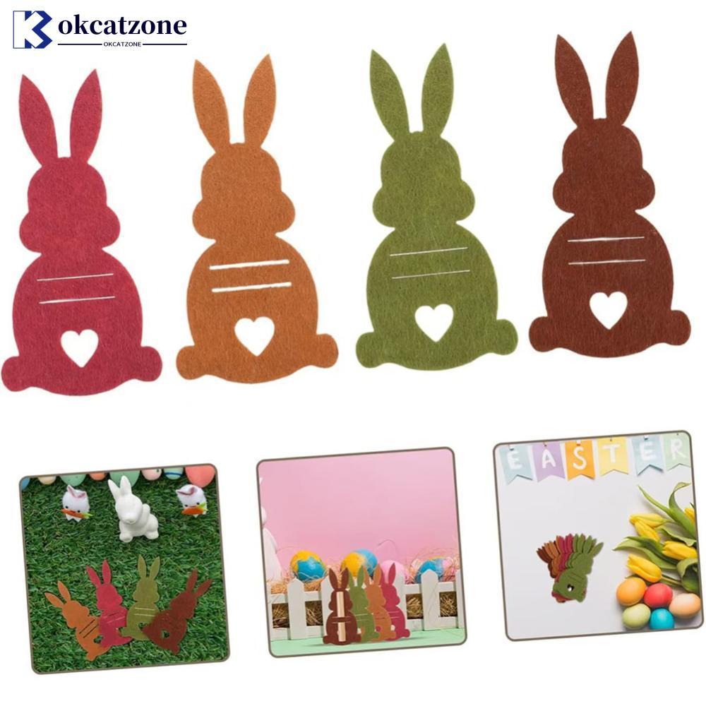 OKCATZONE 6 Chiếc Thỏ Phục Sinh Đựng Tiền Độc Đáo DIY Vải Cotton Thẻ Tiền Đựng Tiền Đồ Trang Trí Cho