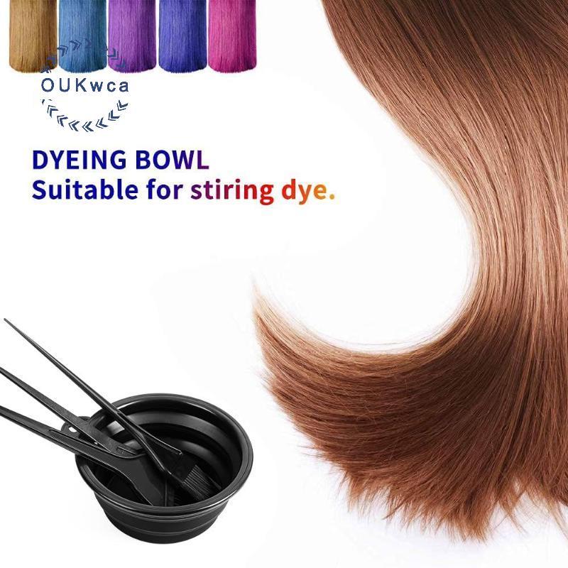 OUKwca Hair Dye Brush And Bowl Set Ear Caps Dye Mixer Hair Tint Dying Coloring Applicator Dye Tool H