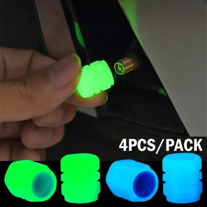 4 Luminous Car Tire Valve Caps / Electric Vehicle Motorcycle Air Valve Caps / Skull Valve Core Unive