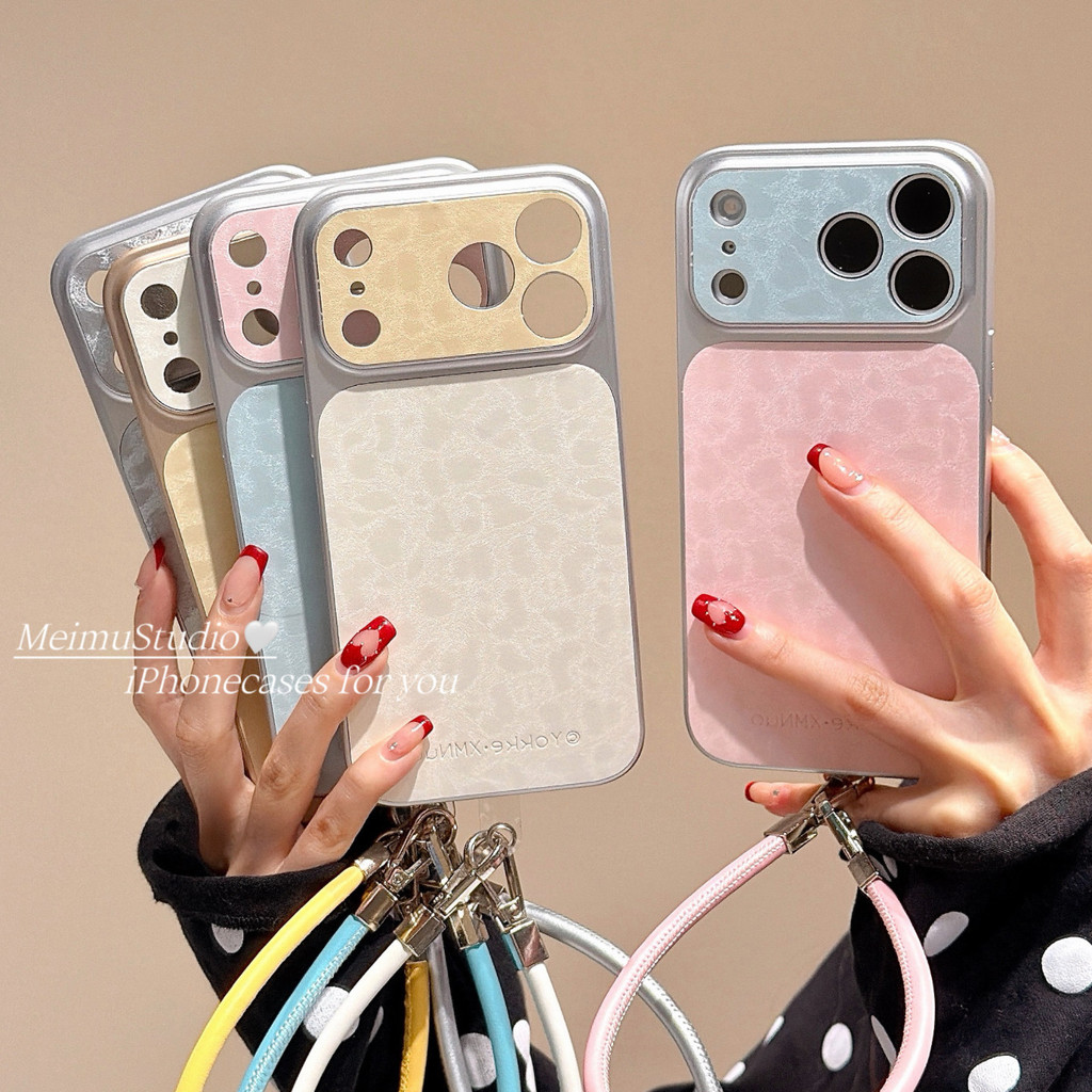Meimu Phong Cách Hàn Quốc ins Màu Sắc Tương Phản Dây Da Cửa Sổ Lớn Thích Hợp Cho iphone17promax Vỏ Đ