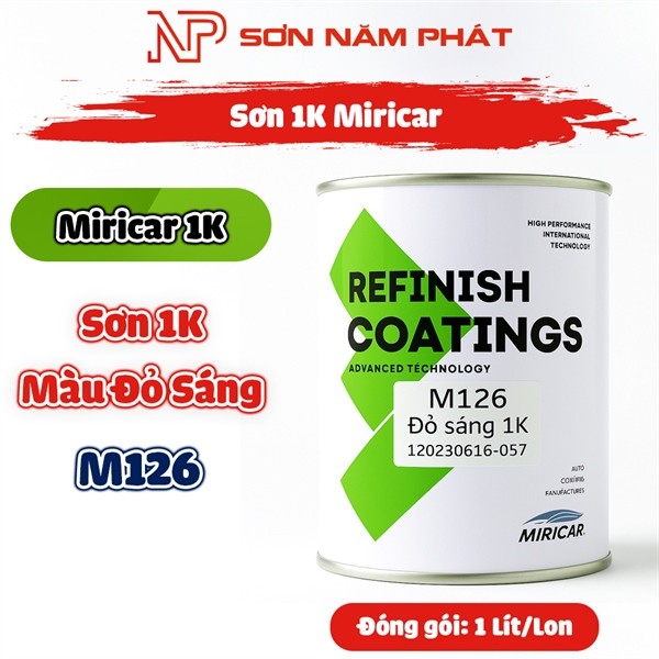 Sơn 1K Miricar M126 Màu Đỏ Sáng (1 Lít/Lon)