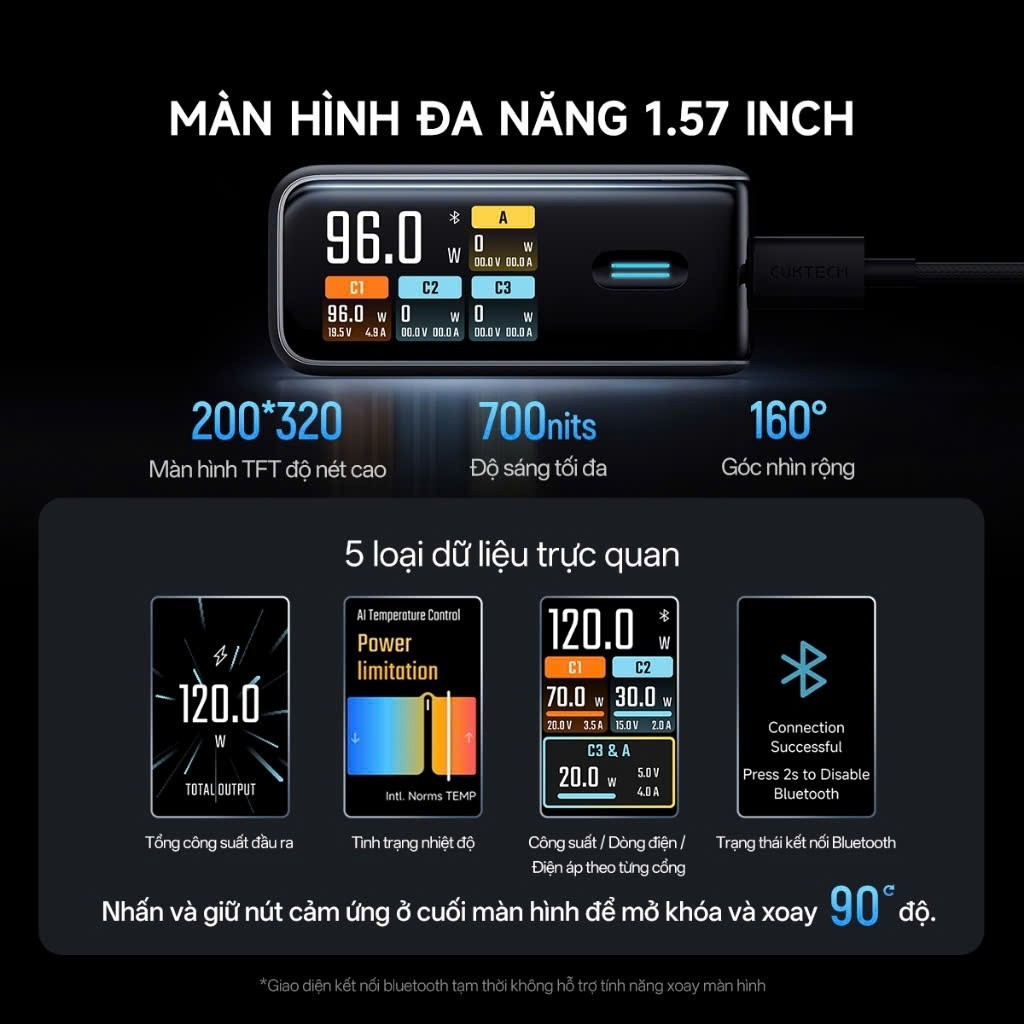 [ BH 18 tháng ] Củ Sạc GaN CUKTECH 10 ULTRA 3C1A | Công Suất 120W |Hỗ Trợ Sạc Nhanh | AD1204U | BigBuy360 - bigbuy360.vn