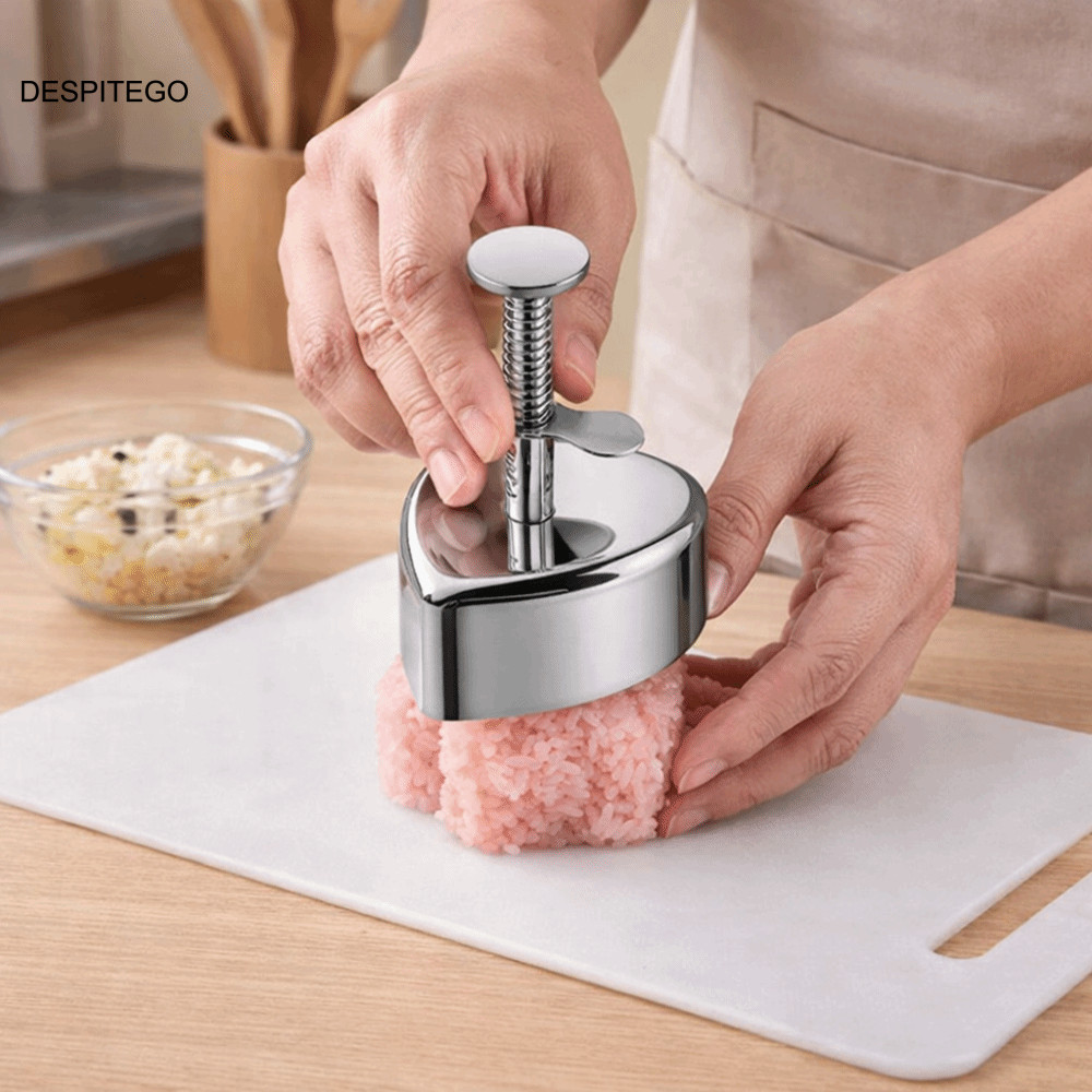 DESPITEGO Rice Ball Mold, Khuôn Sushi Tròn Chống Dính, Sáng Tạo Thép Không Gỉ Cấp Thực Phẩm Hình Hoa