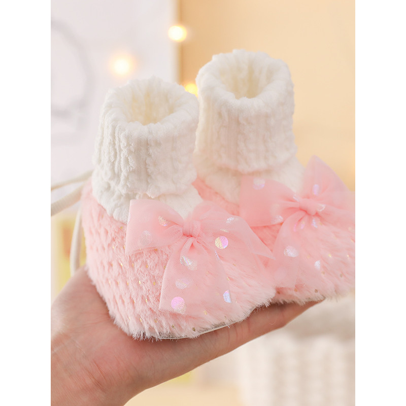 Giày Cotton Baby Baby Step Tất sơ sinh Giày phong cách công chúa mềm mại