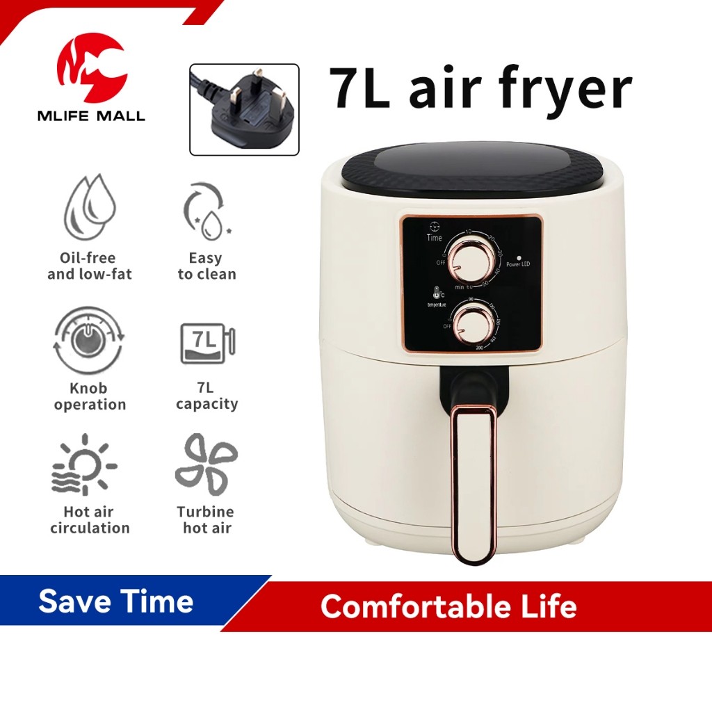 Nồi chiên không khí 7L Dung tích lớn 1400W Lò nướng chiên không khí Làm nóng nhanh Máy rang không dầu Tự động tắt nguồn Nồi chiên không khí