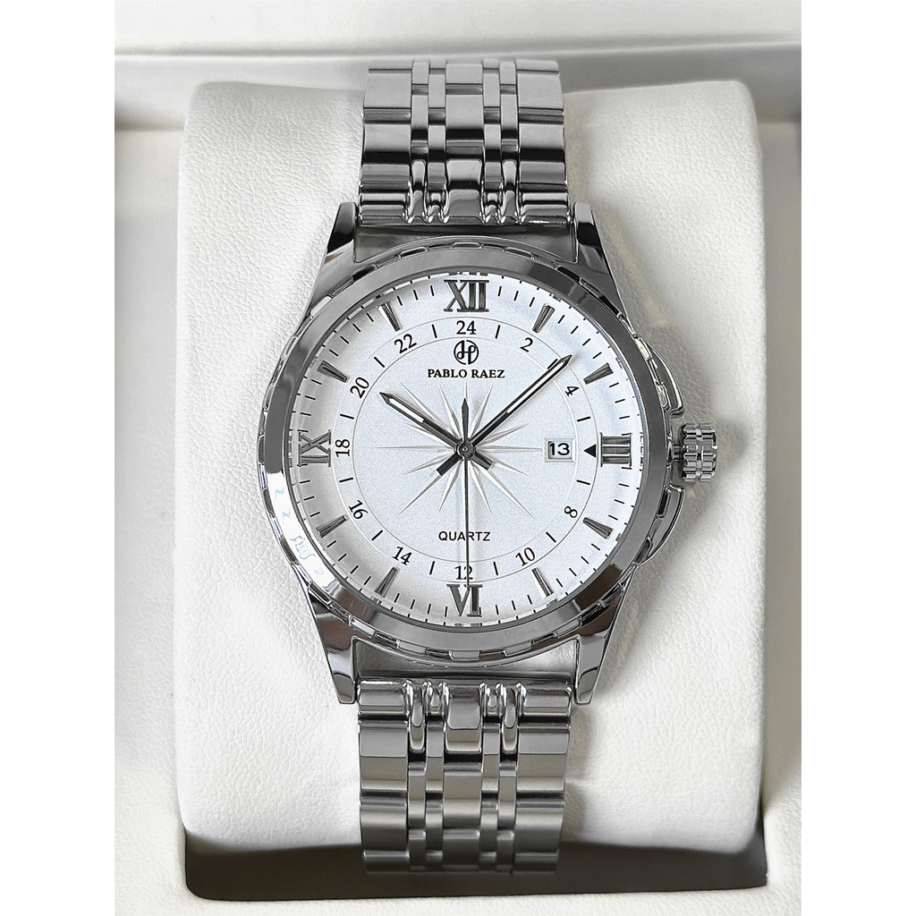 PABLO RAEZ Đồng hồ chính hãng Lịch nam Đồng hồ thạch anh chống nước Dây thép Đồng hồ đeo tay nam Đồn