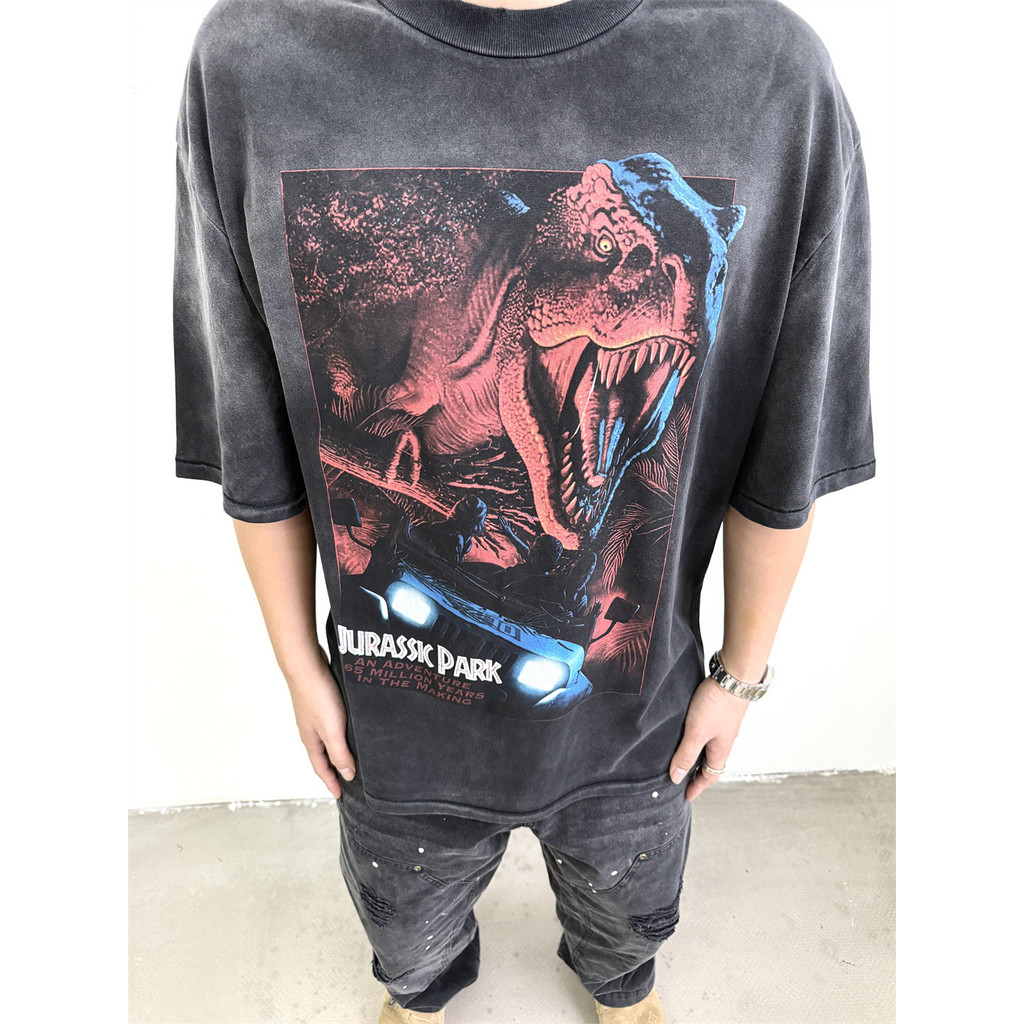 W9CO Saint "JURASSIC PARK Jurassic Park Dinosaur Print Short-Sleeve T-Shirt for Men and Women