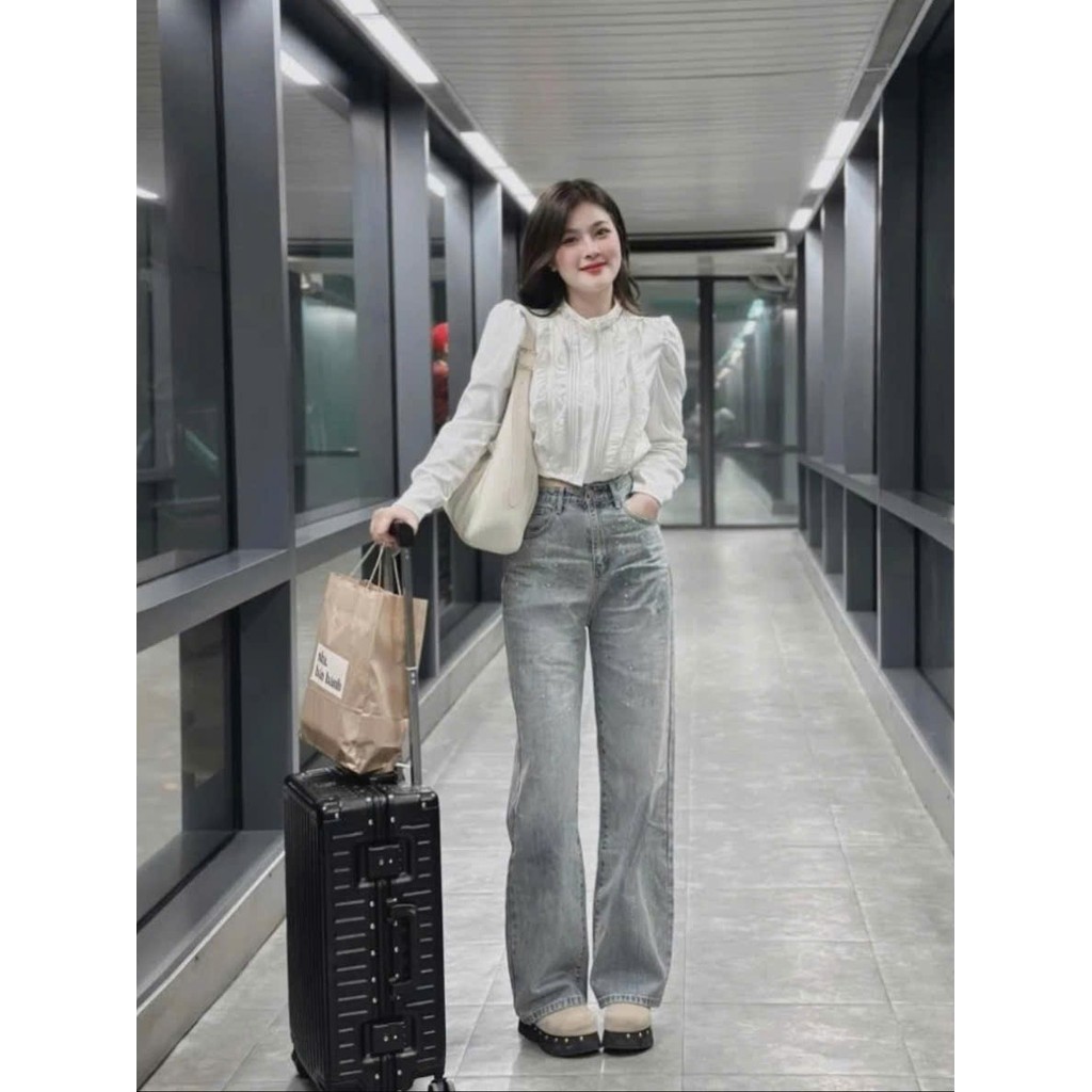 Áo sơ mi crotop chun eo Cổ đá May xếp ly siêu đẹp 2 màu #D29 [AN TÂY STORE68]