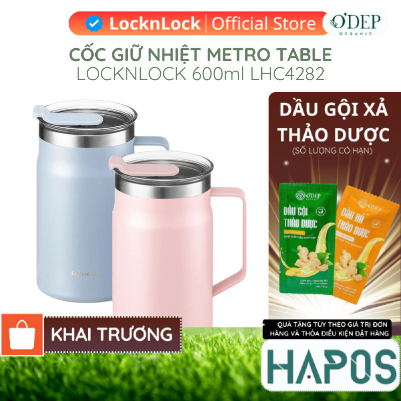 Cốc giữ nhiệt 600ml LocknLock Chính hãng Metro Table Mug LHC4282PIK   - HAPOS HOF