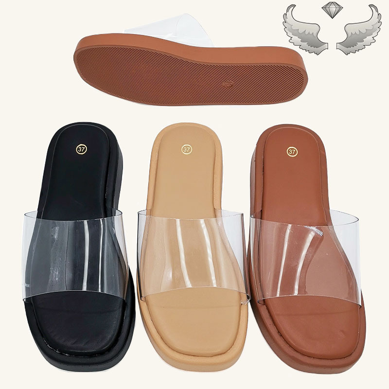 Fodder Horn Dép Nữ Dây Đeo Trong Suốt Đế Dày Dép Đế Dày Mặc Ngoài Giày Nữ Thời Trang