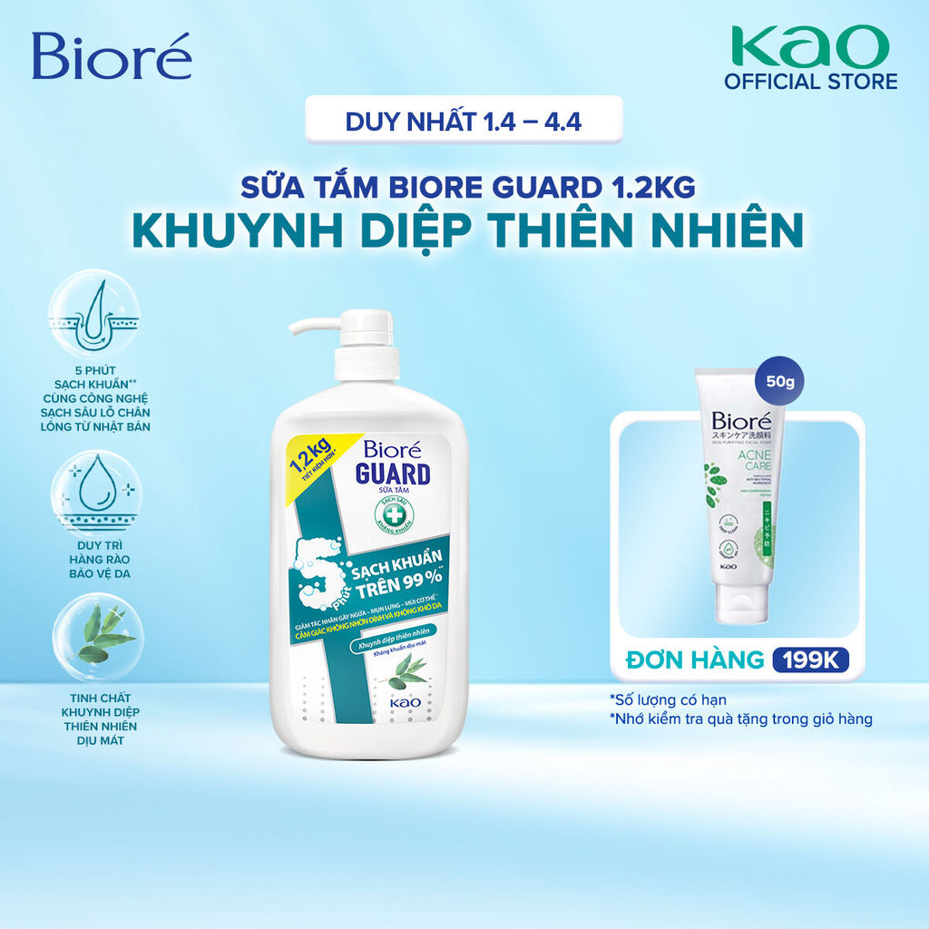 Biore Sữa Tắm Sạch Sâu Kháng Khuẩn - Khuynh Diệp Thiên Nhiên Biore Guard 1.2kg