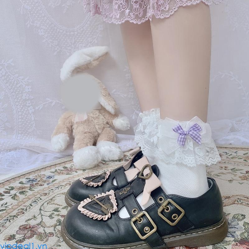 Lolita Short Crew Socks Women Stretchy Ruffle Lace Hosiery Cotton Dress Socks