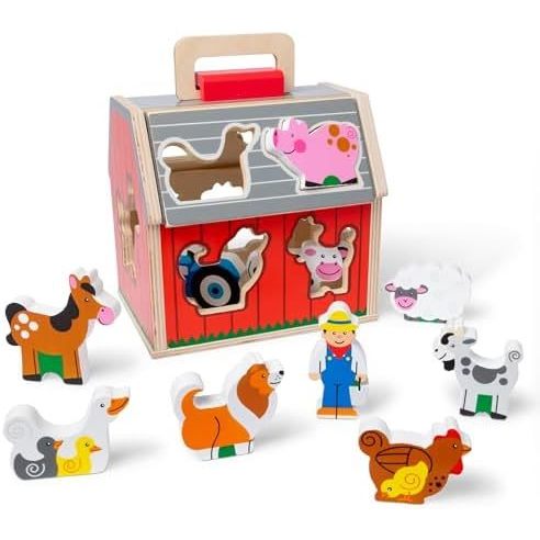 Ms. Judy Cao & Đồ chơi bằng gỗ Doug Take-Along, Bộ đồ chơi di động 11 chiếc với động vật trang trại 