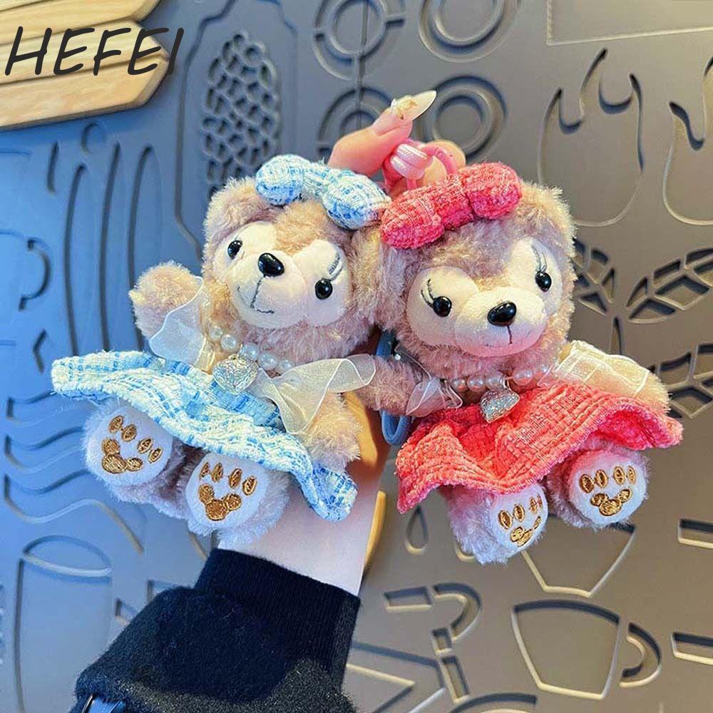 HEFEI Duffy Bear Sang Trọng Búp Bê, Hoạt Hình Shirley Mei Duffy Bow Bear Doll Móc Khóa, Đầm Công Chú