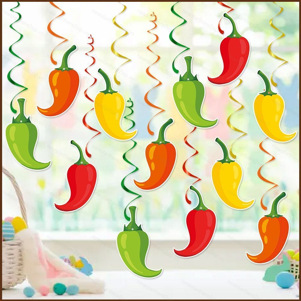 NP2 12 Chiếc Hoa Kỳ Mexico Cinco de Mayo Chủ Đề Ớt xoáy Không Khí Trang Trí PN2