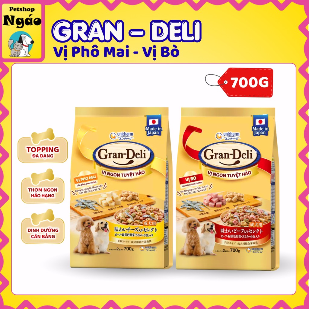 Hạt Cho Chó GRAN DELI Gói 700G Vị Phô Mai Và Bò