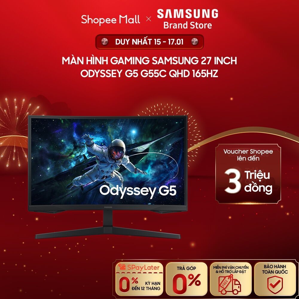[FREE SHIP] Màn hình Gaming Samsung 27 inch Odyssey G5 G55C QHD 165Hz LS27CG552EEXXV