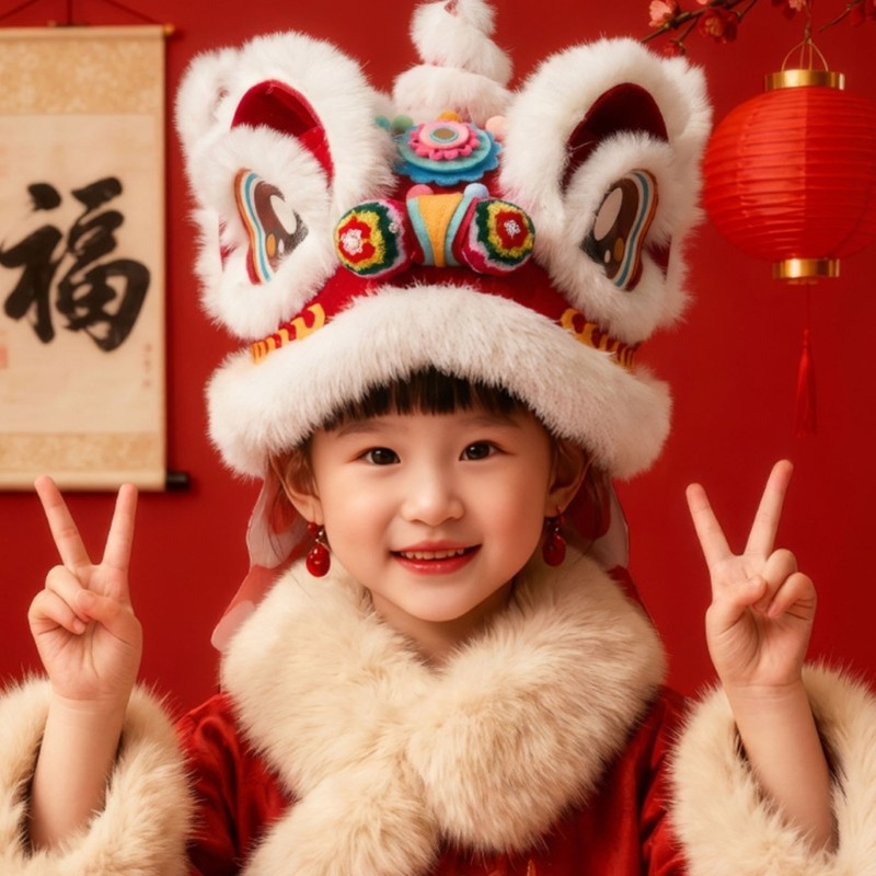 LU Lions Mũ Khiêu Vũ Trang Trí Năm Mới DIY Lions Dance Cap Kit