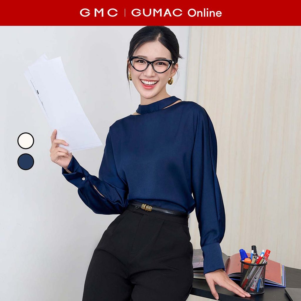 [MUA 2 GIẢM 25K] Áo sơ mi nữ kiểu nữ cổ trụ xẻ thời trang GUMAC AE06023