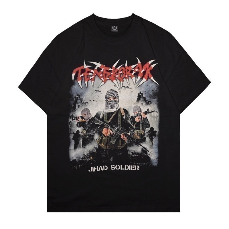 Áo thun thời trang Skull 2026 "Jihad Soldier" (Áo thun sợi nhỏ) Áo thun ngoài trời Ban nhạc / Áo sơ 