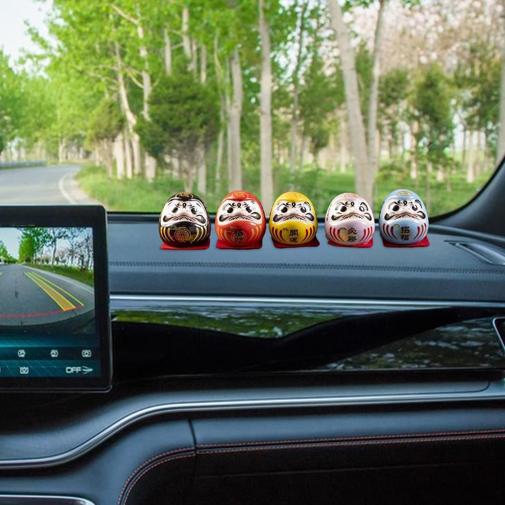 Búp Bê Daruma 5x Xe Nhỏ Daruma Tượng Bộ May Mắn Daruma Tượng Phong Thủy Truyền Thống Trang Trí 1.89 