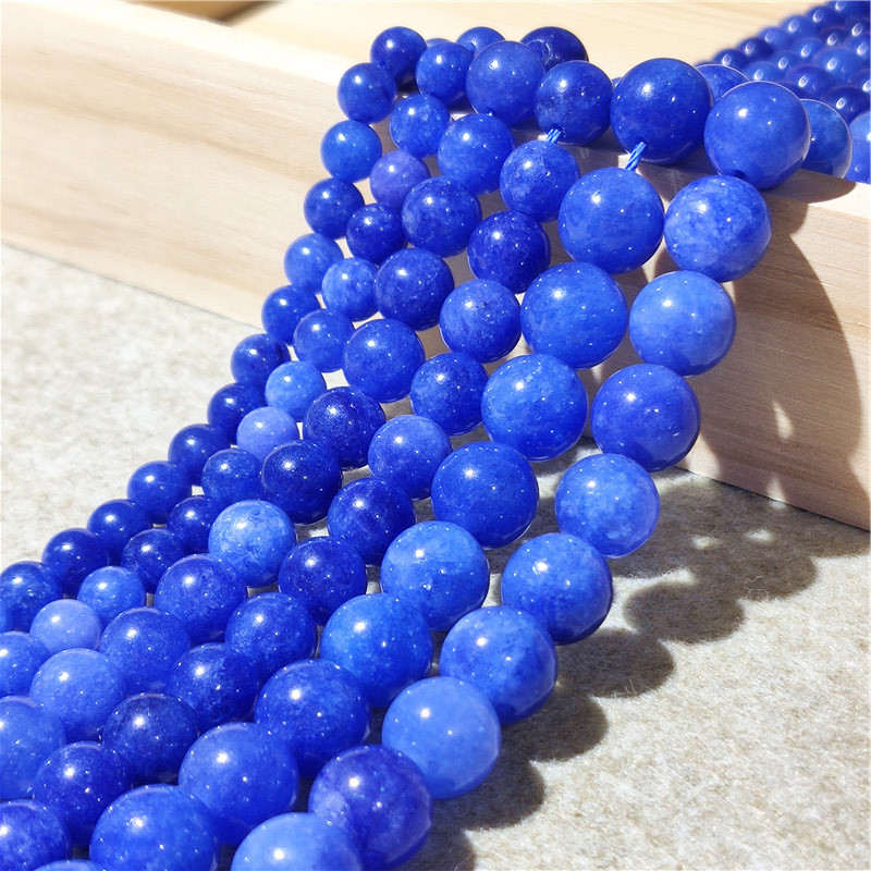 Đá Kyanite & Chalcedony Tự Nhiên - Hạt Tròn Rời Cho Vòng Tay/Vòng Cổ Tự Làm