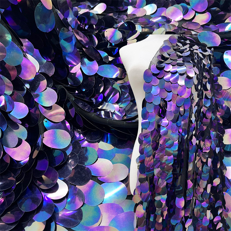 2yardSequin Lấp Lánh 40 Mm Lớn Vải Sequin Váy Cưới Vải Nền Tường Gạc Vải Sequin