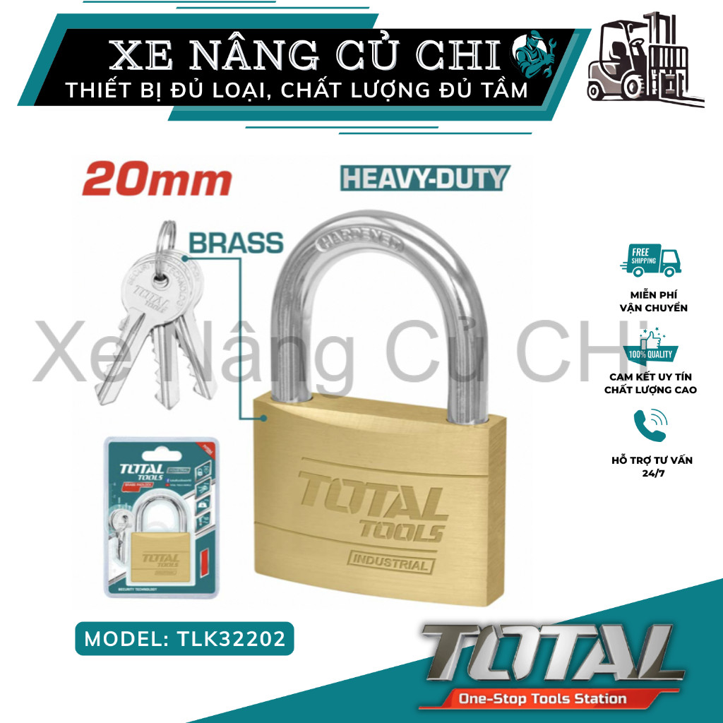 Ổ khóa đa dụng Total TLK32202 đồng thau 20mm 40g kèm 3 chìa an toàn tiện dụng