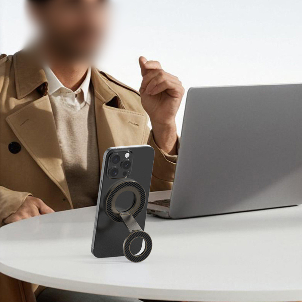 Two Sided Magnetic Phone Ring Holder Offering 360 Degree Rotation for Secure Use