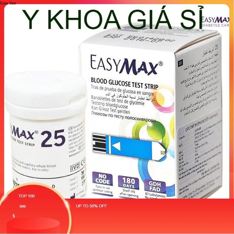 Que thử tiểu đường Easy Max hộp 25 que