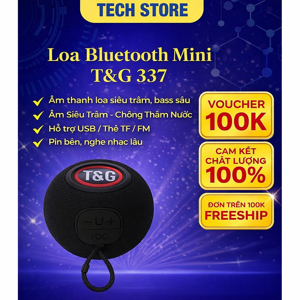 Loa Bluetooth Mini Tg337- Loa siêu trầm di động ngoài trời Âm thanh loa siêu trầm âm lượng cao loa bluetooth bass mạnh