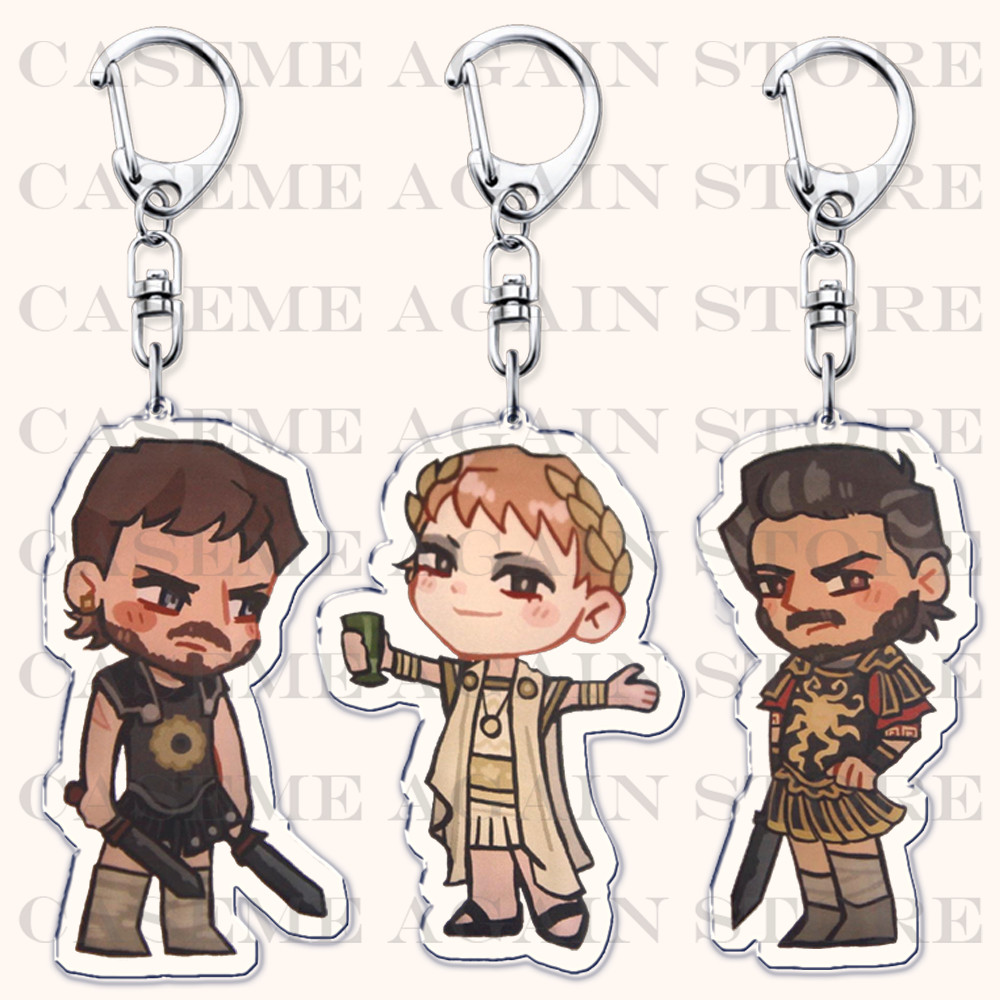 Hot Ancient Rome Warrior Film Keychains for Accessories Bag Acacius Lucius Geta Caracalla Keyrings  