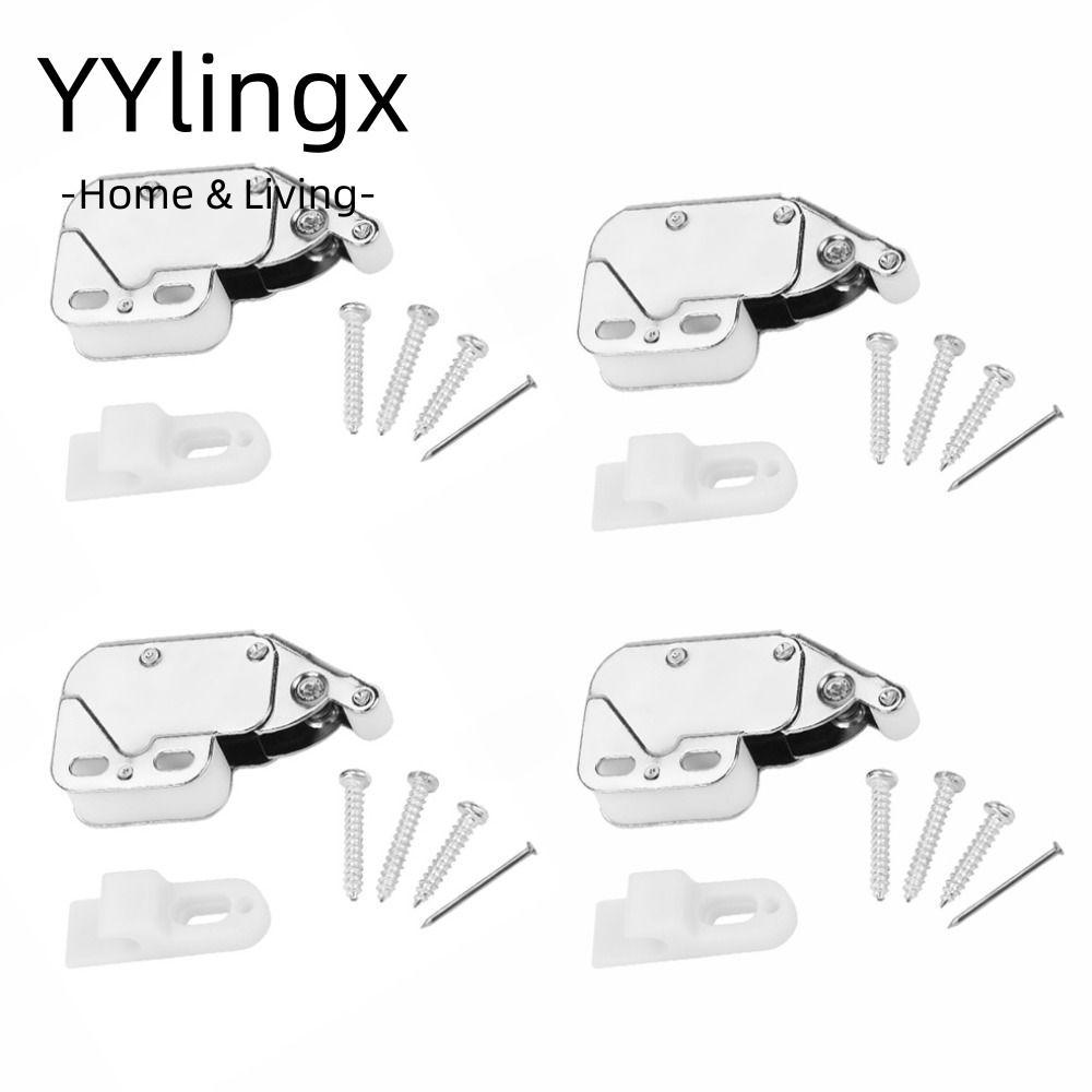 YYLINGX 4 Chốt Cửa Tủ, Cảm Ứng Phát Hành Tự Động Lò Xo Chụp Tủ Cửa Bắt, Đẩy Để Mở / Bấm Mở Tự Khóa Đ