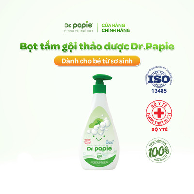 [Live] Gel Tắm Gội Thảo Dược Giảm Mẩn Ngứa Rôm Sảy Tạo Bọt Sinh Học Thiên Nhiên Dr.Papie Dành Cho Bé Trên 6 Tháng