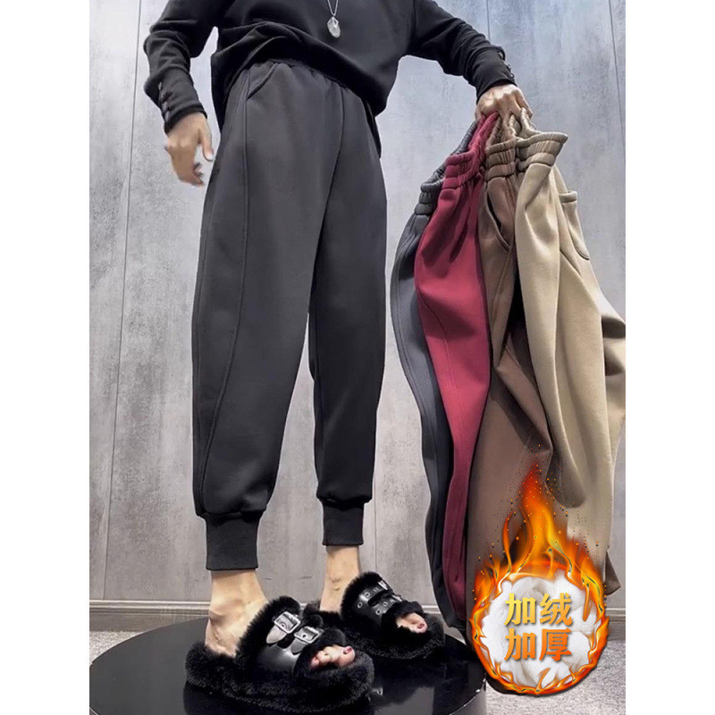 Fleece-Fleece Slimer Look Women 's Sweatpants 0 Thu Đông Phong Cách Mới Quần Machete thông thường Kí