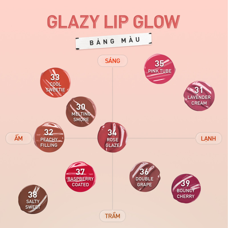 Son Bóng 3CE Glazy Lip Glow Dưỡng Môi Căng Mọng, Mềm Mịn, Lên Màu Chuẩn Sắc, Không Bết Dính, Tự Nhiên | BigBuy360 - bigbuy360.vn